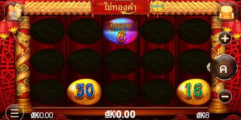 วงล้อเกมสล็อตพร้อมไอคอนไวลด์และสแกตเตอร์